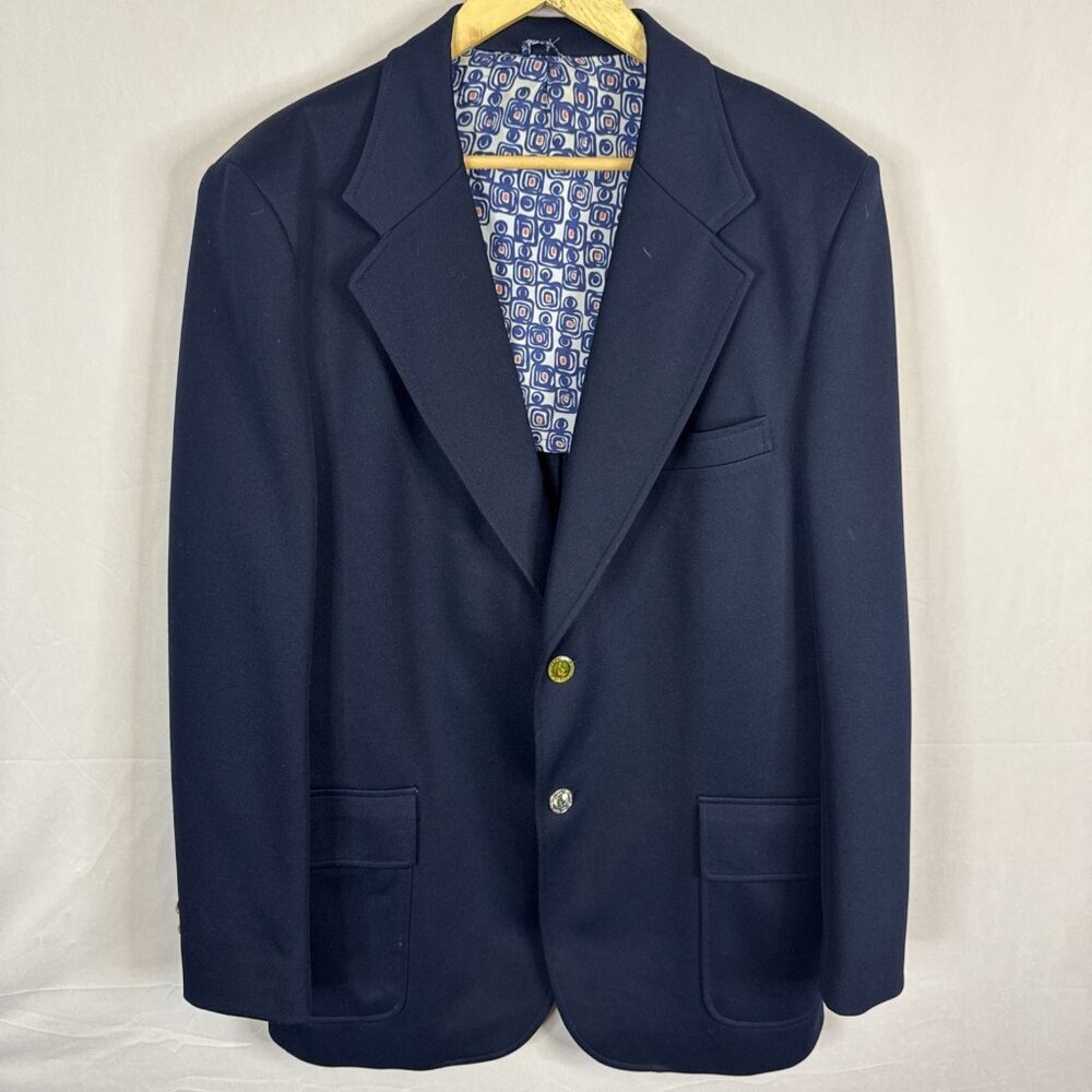 intage Baymart Navy Blazer 44L Japan Made Nautical Theme 1970s‎ Retro Lined